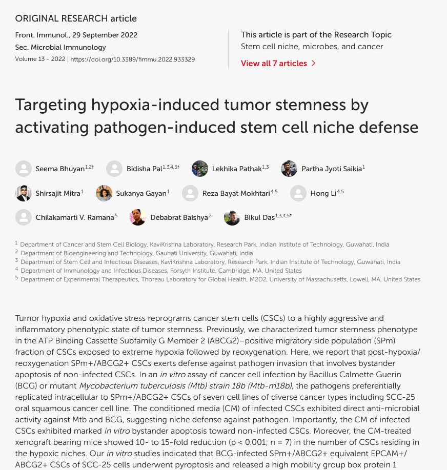 Image of Targeting hypoxia-induced tumor stemness by activating pathogen-induced stem cell niche defense